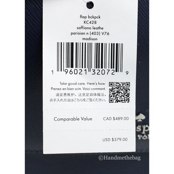 NEW Kate Spade Madison Navy Leather Medium Flap Backpack School Book - Picture 5 of 7